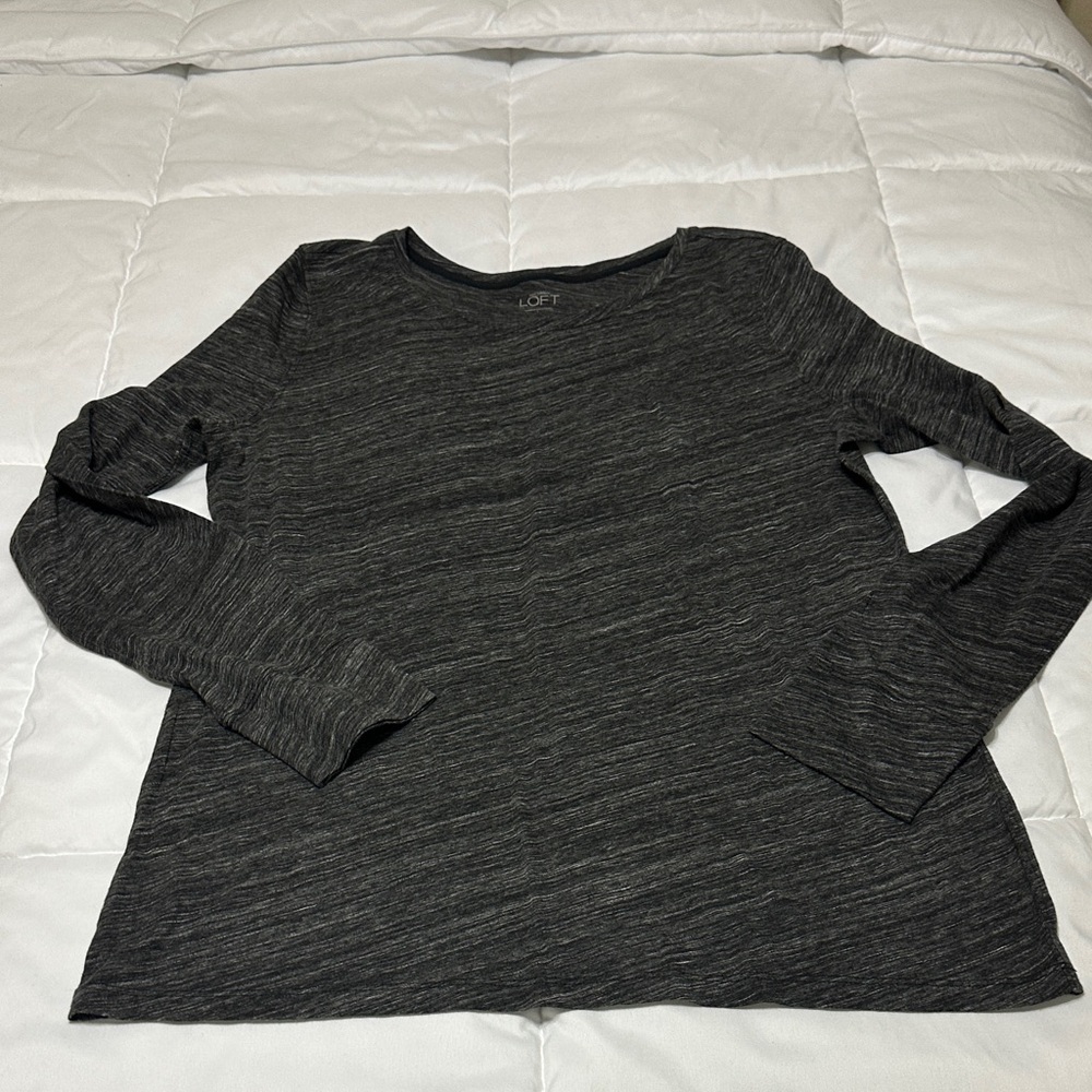 LOFT Charcoal Long Sleeve Tee
